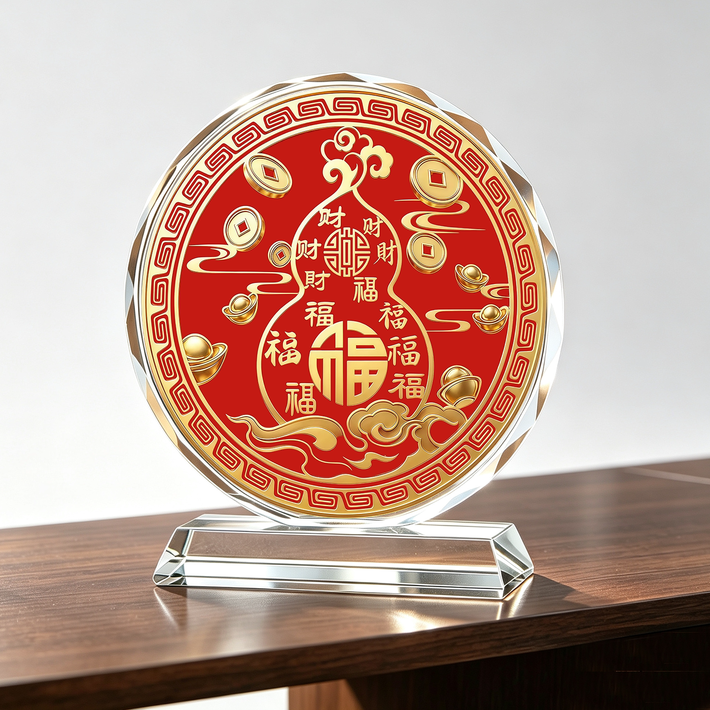 百福葫芦水晶摆件家居玄关办公室装饰品乔迁开业送礼物工艺品摆台
