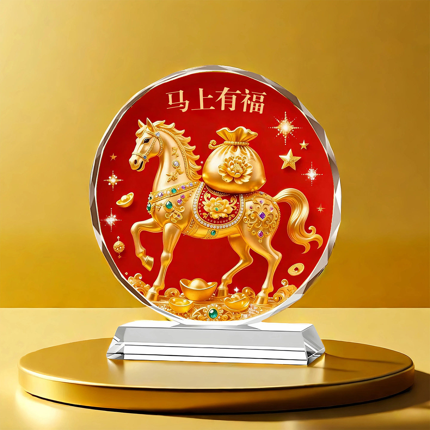 2026马年水晶摆件马到福到吉祥物家居装饰客厅开业乔迁礼桌面摆台,家居饰品,桌面摆件,淘宝优惠券,粉丝福利购,淘宝优惠卷