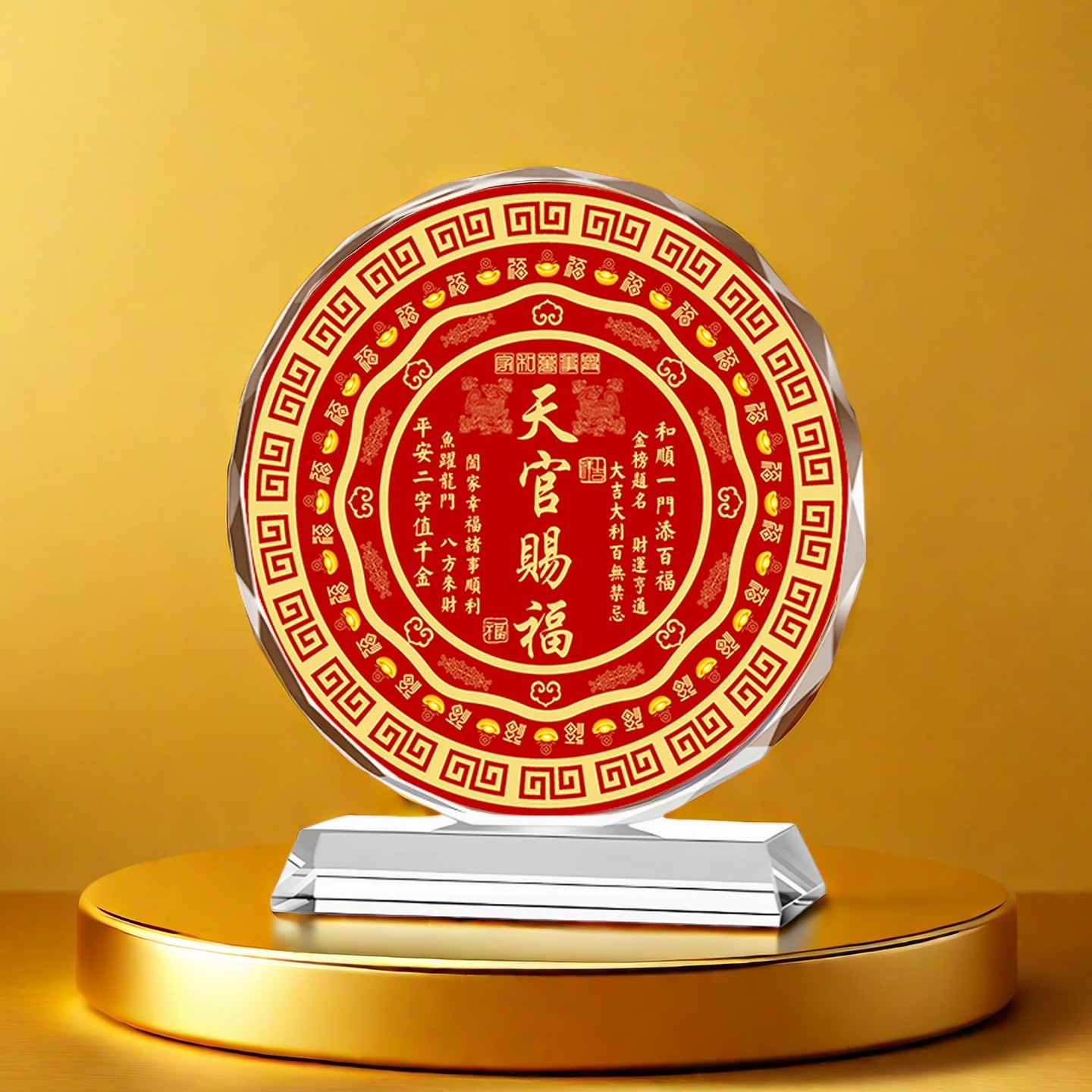 天官赐福水晶摆件客厅玄关高端大气办公室装饰品乔迁入宅新居礼物,家居饰品,桌面摆件,淘宝优惠券,粉丝福利购,淘宝优惠卷