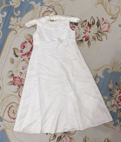 現貨美國USangels小禮服可日常純潔白淨無袖女童連衣裙公主綢緞裙