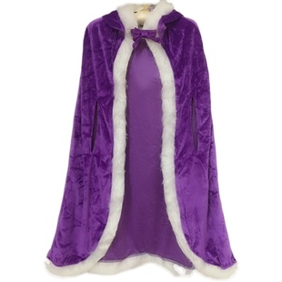 不打烊特惠包邮迪士尼公主秋款披肩儿童紫色绒面披风表演长款斗篷