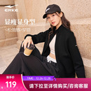 女士好看立领夹克休闲上衣女装 新款 2025冬季 鸿星尔克运动外套女款