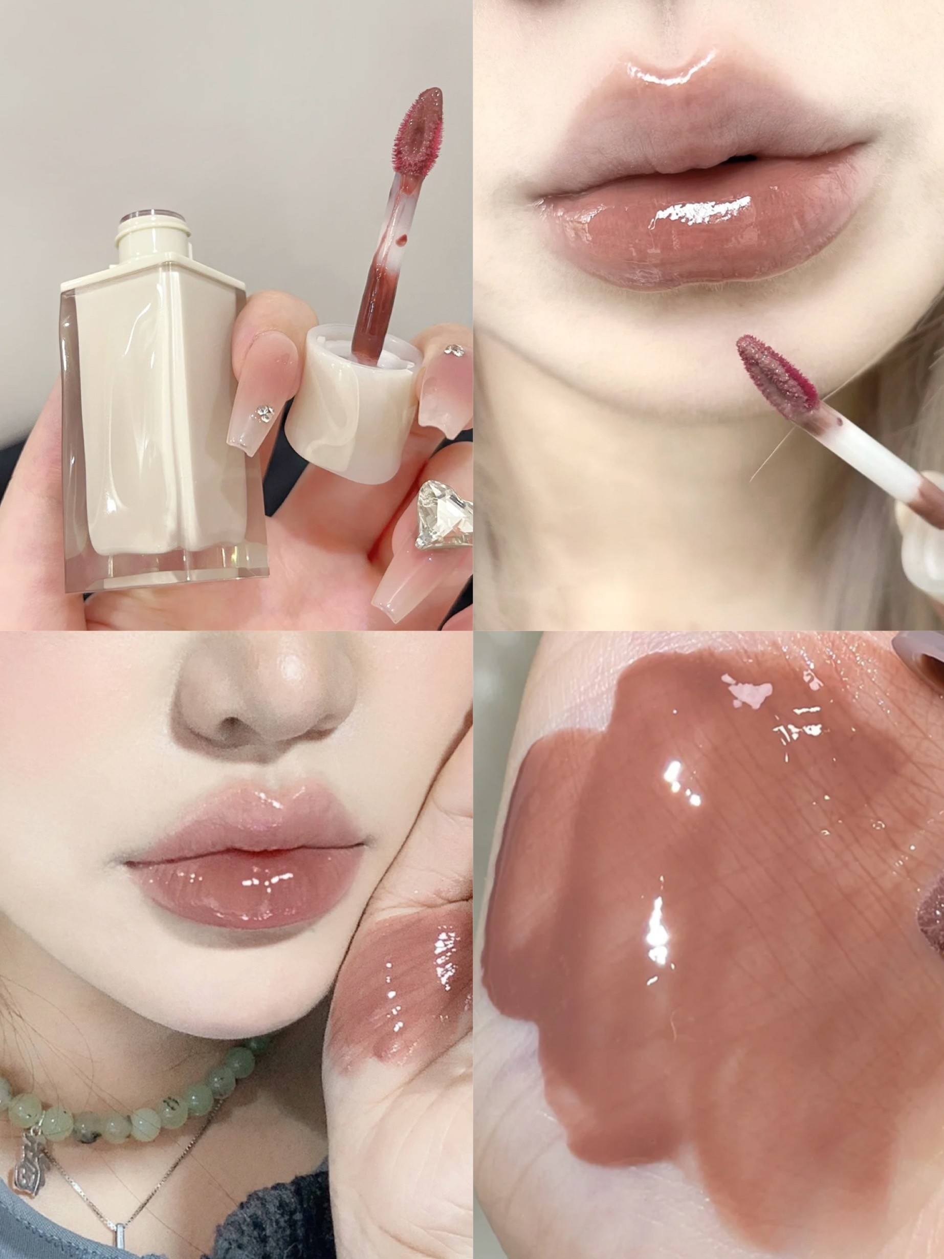 bing自然的彩妆 欧美风妆奶咖奶茶裸色系镜面水光奶咖唇釉 孕妇用