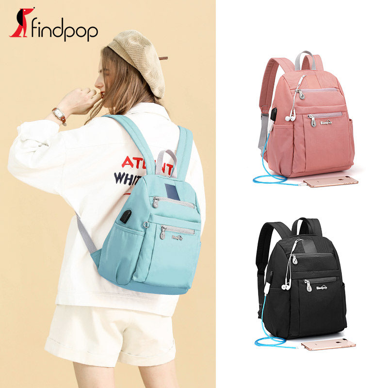 findpop新款防盗简约休闲牛津布尼龙背包帆布双肩包旅行包逛街