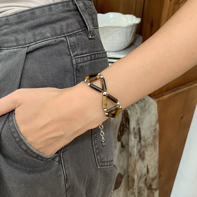 奇妙山海“朋克乐队”原创美拉德虎眼石手链小众设计天然石珠手串