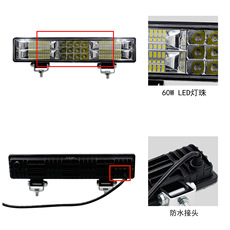 Внедорожные огни 汽车led长条射灯黄白双色12v24伏货车越野车改装超薄中网车顶杠灯