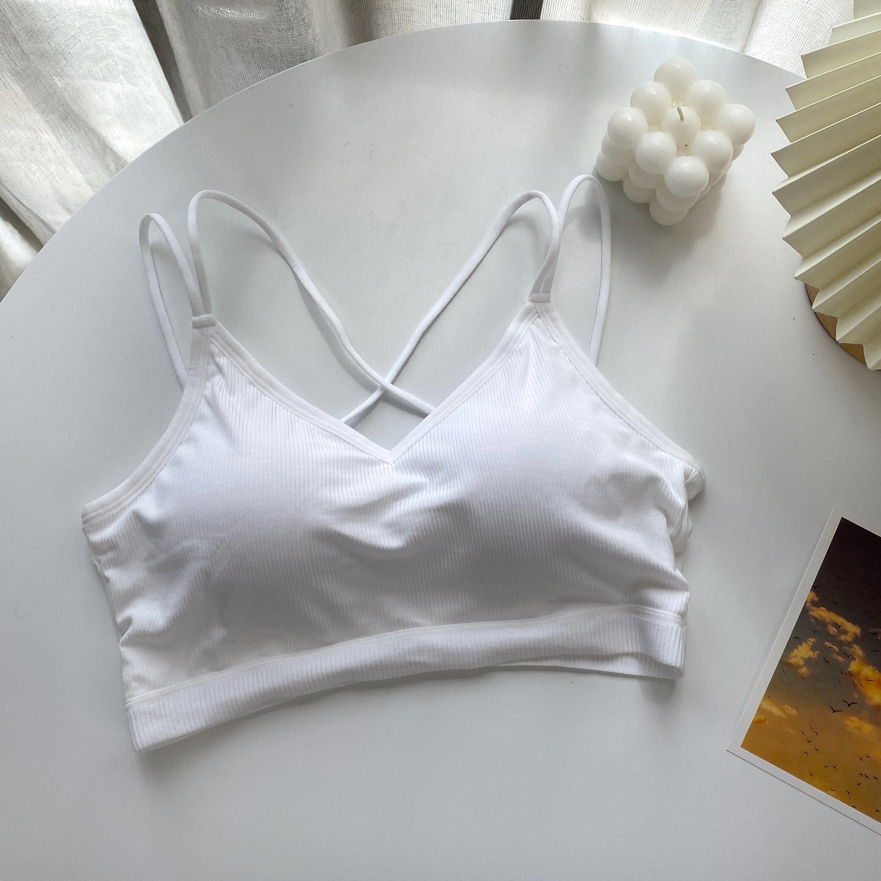 Real price underwear women's no steel ring gathered vest integrated bra with breast pad