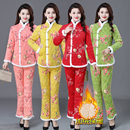 秋冬加绒加厚花棉袄盘扣唐装 套装 外套女士居家服 妈妈棉衣棉裤 时尚