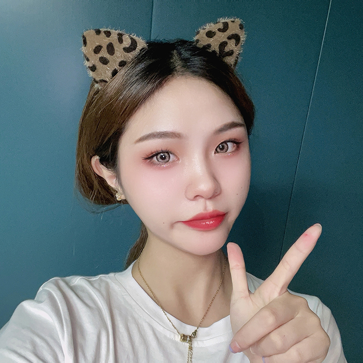 豹纹耳朵韩猫动物头箍配饰发卡