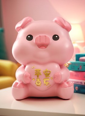 精选新年装饰摆件l网红卡通可爱金猪储蓄罐儿童只进不出存钱罐生