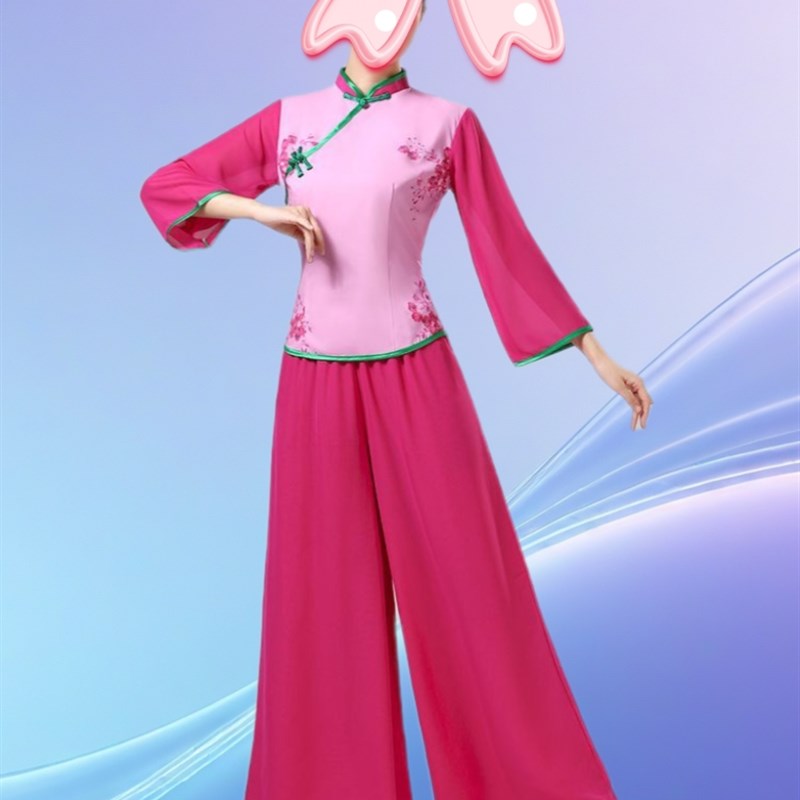 新选秧歌舞蹈服新款n夏季迎亲妈妈团广场舞扇子舞服装打鼓服中老