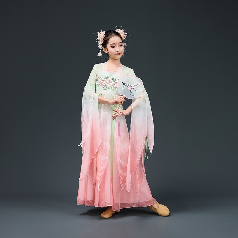 新选春暖意浓灵儿同款p桃枝夭夭儿童古典舞演出服飘逸仙气纱衣舞