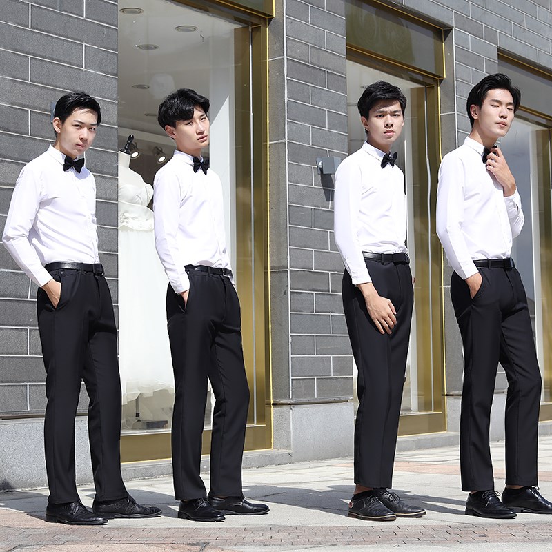 新选伴郎团服兄弟装冬季衬衫白色新郎大码长袖西裤大Y合唱团演出