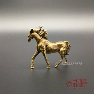 优选纯铜生肖骏马小马p摆件铜马小摆件马到成功手把件仿古铜雕动
