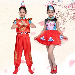 新品儿童b京剧戏曲演出服喜庆男女说唱脸谱川剧变脸花木兰裙装表