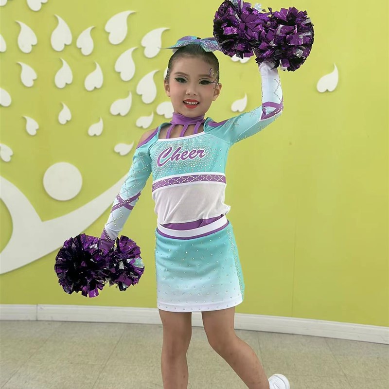 新选啦啦队服女儿童演p出服啦啦操舞蹈比赛服运动会健美操表演服