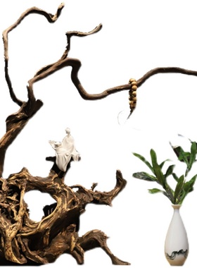 精选枯木风化根雕新中式禅意桌面摆件玄K关电视柜边几茶桌创意家