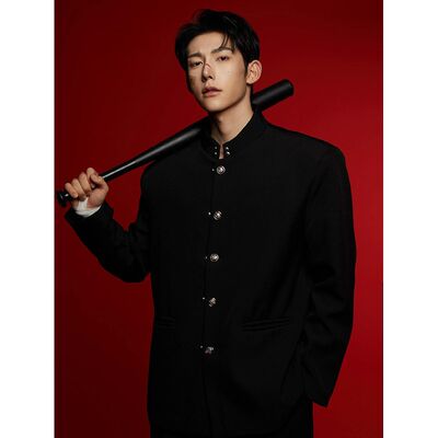 新选新中式立领西装外套男款痞帅风订H婚结婚穿休闲西服中国风中