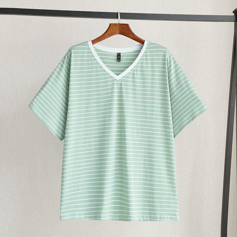 条纹T恤衫加肥大码女装2023夏季300斤胖mm显瘦穿搭上衣百搭,女装/女士精品,大码内搭,淘宝优惠券,粉丝福利购,淘宝优惠卷