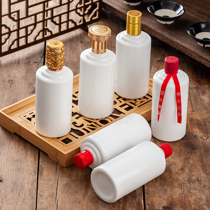 高端一斤装瓶子白色玻璃卡口婚宴空酒瓶自封内部招待高档白酒空瓶