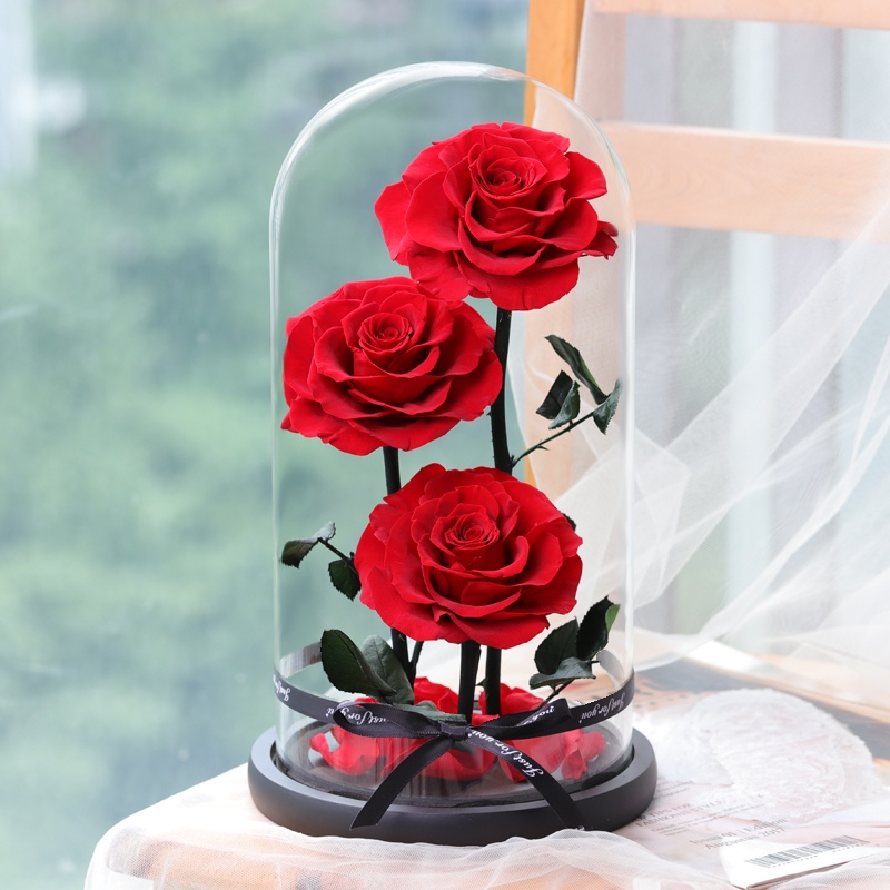 永生花红玫瑰大摆件高级感礼盒干花花不凋谢的玫瑰花女友生日礼物