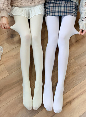 120D天鹅绒防勾丝袜子女白黑色连裤袜JK打底裤可爱舞蹈光腿神器袜