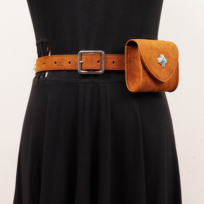 腰带女2025新款装饰配裙子毛衣腰包配饰棕色设计感小众复古美拉德