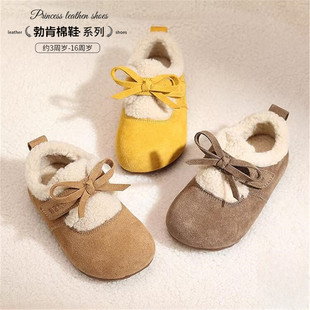 小公主鞋 百搭勃肯鞋 子 秋冬女宝加绒洋气棉鞋 真皮软底女童2025新款