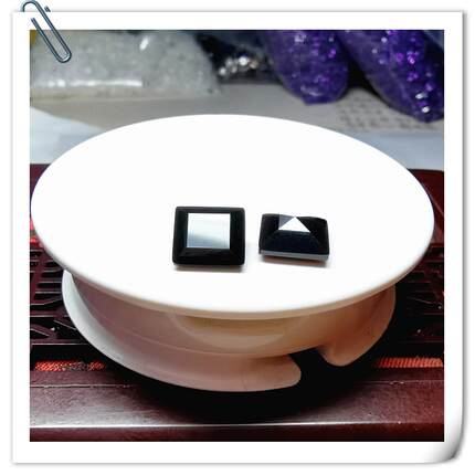 黑玛瑙正方形直角10X10mm尖底刻面黑色宝石裸石戒面镶嵌戒指主石