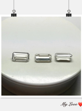 白水晶5X10mm长方形倒角小八角祖母绿切工裸石戒面镶嵌首饰