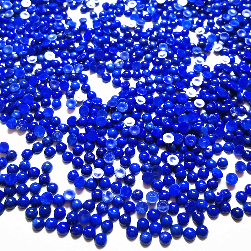 天然青金石老矿蓝圆形1.5mm平底素面蛋面镶嵌戒面古玩工艺品宝石