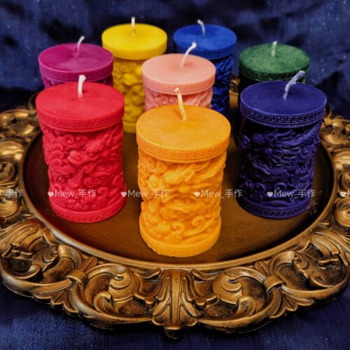 手工制纯蜂蜡大豆蜡 龙柱龙年氛围摆件喜烛伴手礼/尺寸5.5-8c m