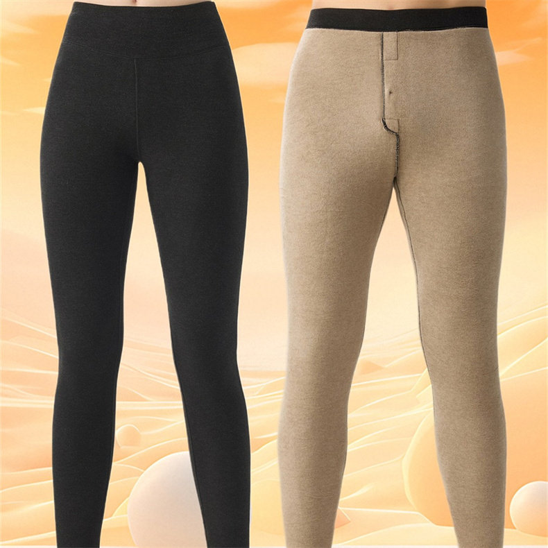 加厚款冬季新高档秋裤保暖修身情侣打底高腰裤男女