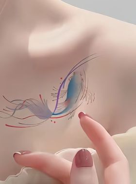 蓝色锦鲤纹身贴彩色锁骨性感小清新ins可爱情侣款仙女贴纸防水贴