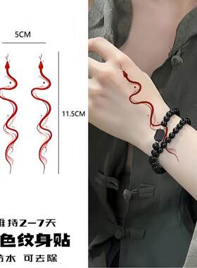 新款彩色手臂线条蛇纹身