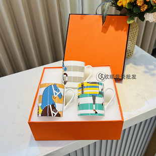 H家马图三杯家庭装马克杯骨瓷喝水杯牛奶早餐杯情侣对杯结婚礼物