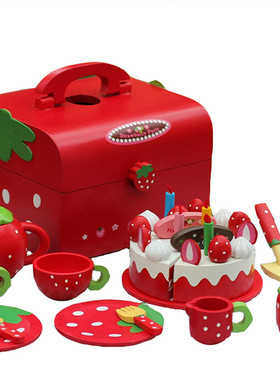 出口木制蛋糕切切看乐过家家女孩玩具厨房套装木质儿童生日礼物