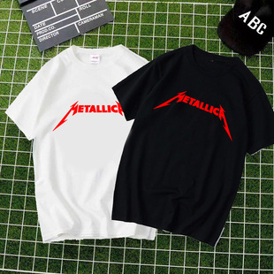 摇滚主题T恤Metallica乐队经典致敬怀旧短袖圆领创意文化衫金属礼