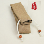 斜纹仿棉麻竹笛子横竹竖笛洞箫袋子收纳包套厚布米黄色加绒保护袋