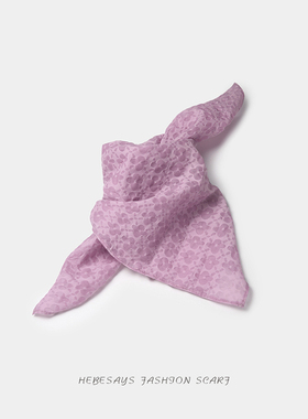 奶油甜妹！浪漫薰衣草粉紫色日本定制烧花泡泡纯棉小方巾丝巾领巾