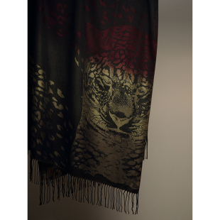 奢侈品级！高货精致重工重磅纯棉提花渐变拼色豹纹丝巾宴会披肩女