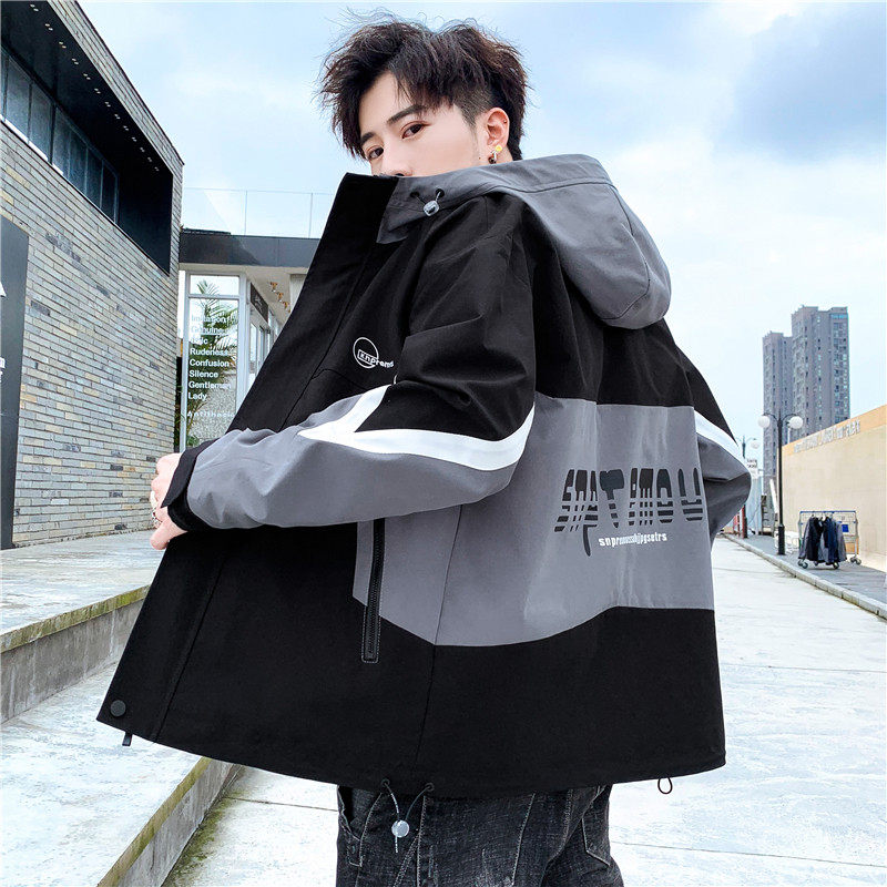 青少年帅气夹克男孩衣服秋冬季高中初中学生加绒加厚外套大童男装