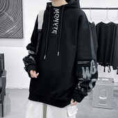 秋冬季 青少年加绒加厚连帽卫衣男孩高初中学生帅气上衣服大童男装