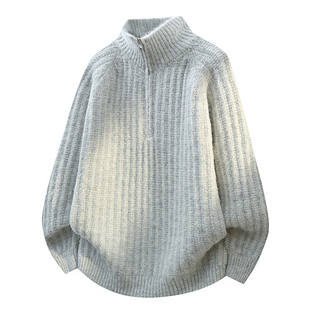 半拉链毛衣男款冬季加厚保暖半高领针织衫青少年老钱风高级感上衣