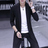 男士 帅气薄款 风衣中长款 2026新款 韩版 学生修身 春秋季 外套针织大衣