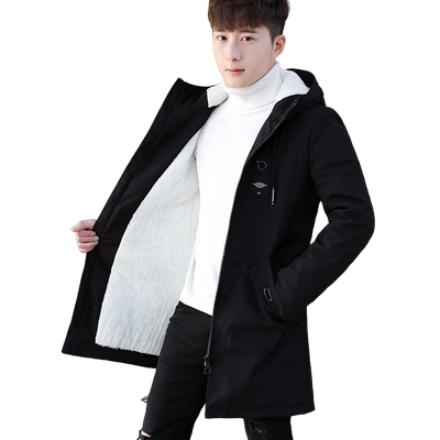 秋冬季加绒加厚中长款保暖外套