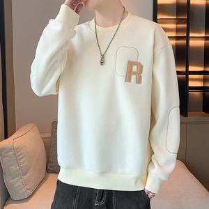 奥粒绒卫衣男秋冬季加绒加厚套头圆领打底衫上衣服青少年长袖外套