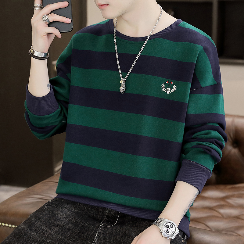 长袖卫衣男潮流打底衫宽松条纹