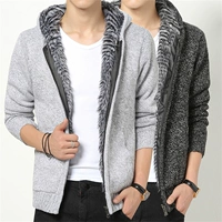 Áo len nam mùa thu đông 2019 và áo len dệt kim dày, áo len dệt kim dày Quần áo cotton mỏng, quần áo nam - Cardigan áo len nam cổ tim