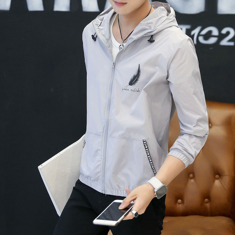 夏天防晒衣男带帽休闲运动轻薄外套男士夹克薄款褂子夏装潮流衣服